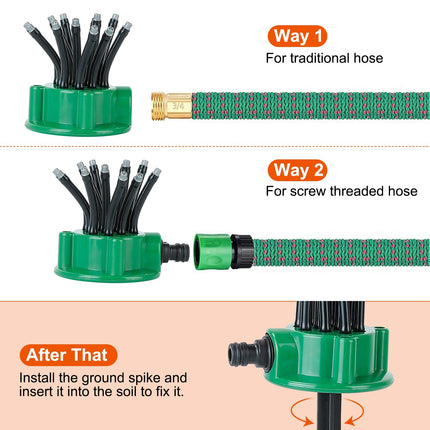 12-Tube Automatic Lawn Sprinkler with 360° Rotation