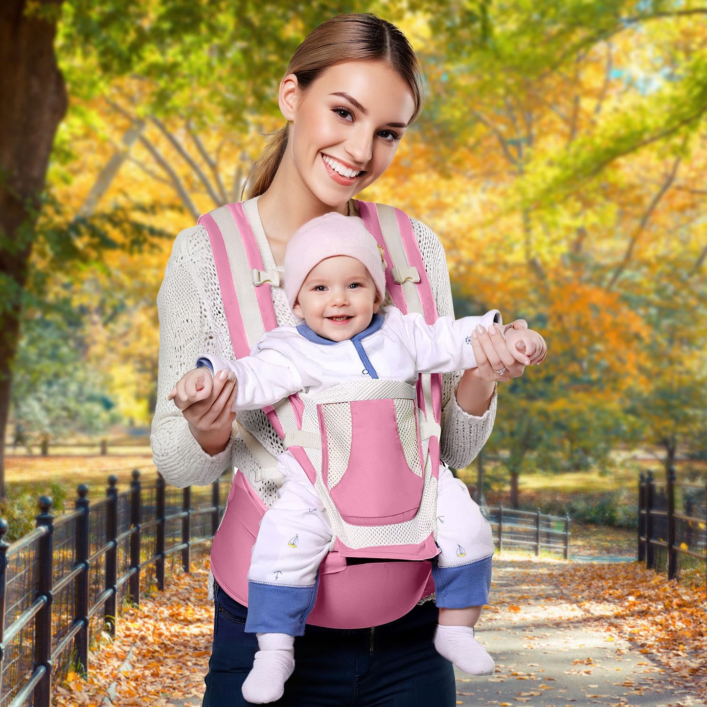 Multifunctional Baby Carrier With Hip Seat Head Hood Front Back Side Carrying All Position Ergonomic Adjustable Infant Carrier For 0-4 Years Old Newbo