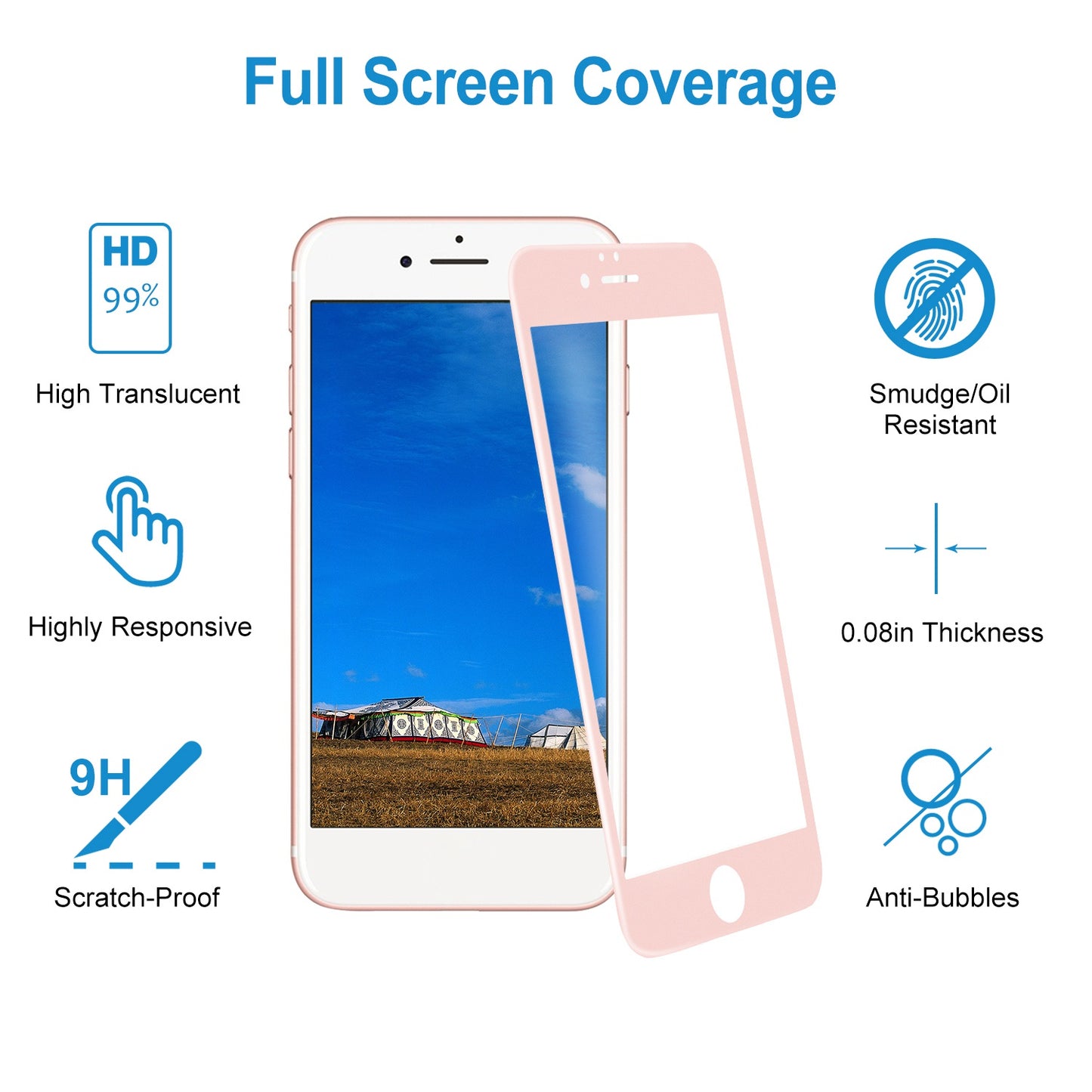 Screen Protector for iPhone 6 Plus 3D Edge Tempered Glass Phone Screen Saver HD Anti-Scratch Tempered Glass Film