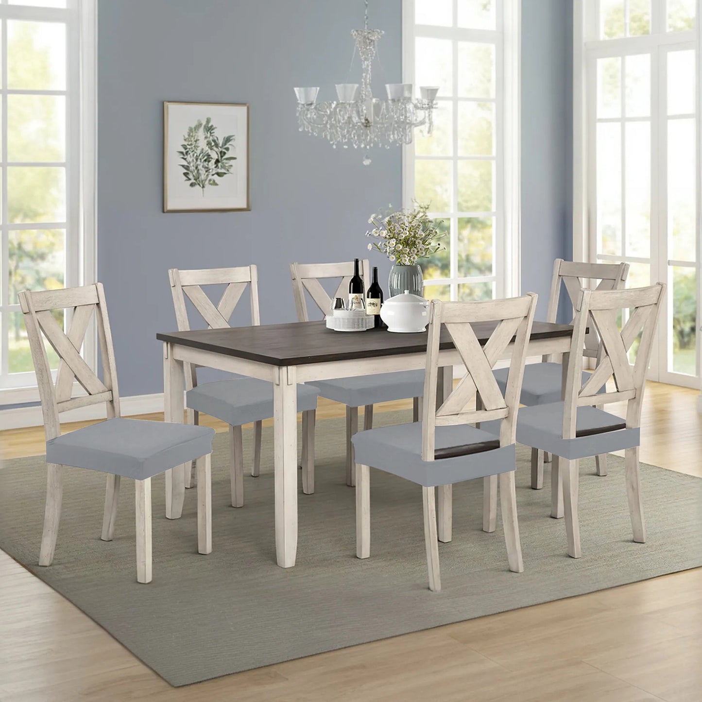 4Pack Waterproof Dining Chair Slipcovers Stretch Chair Seat Slipcovers Removable Washable Jacquard Seat Covers for Dining Room