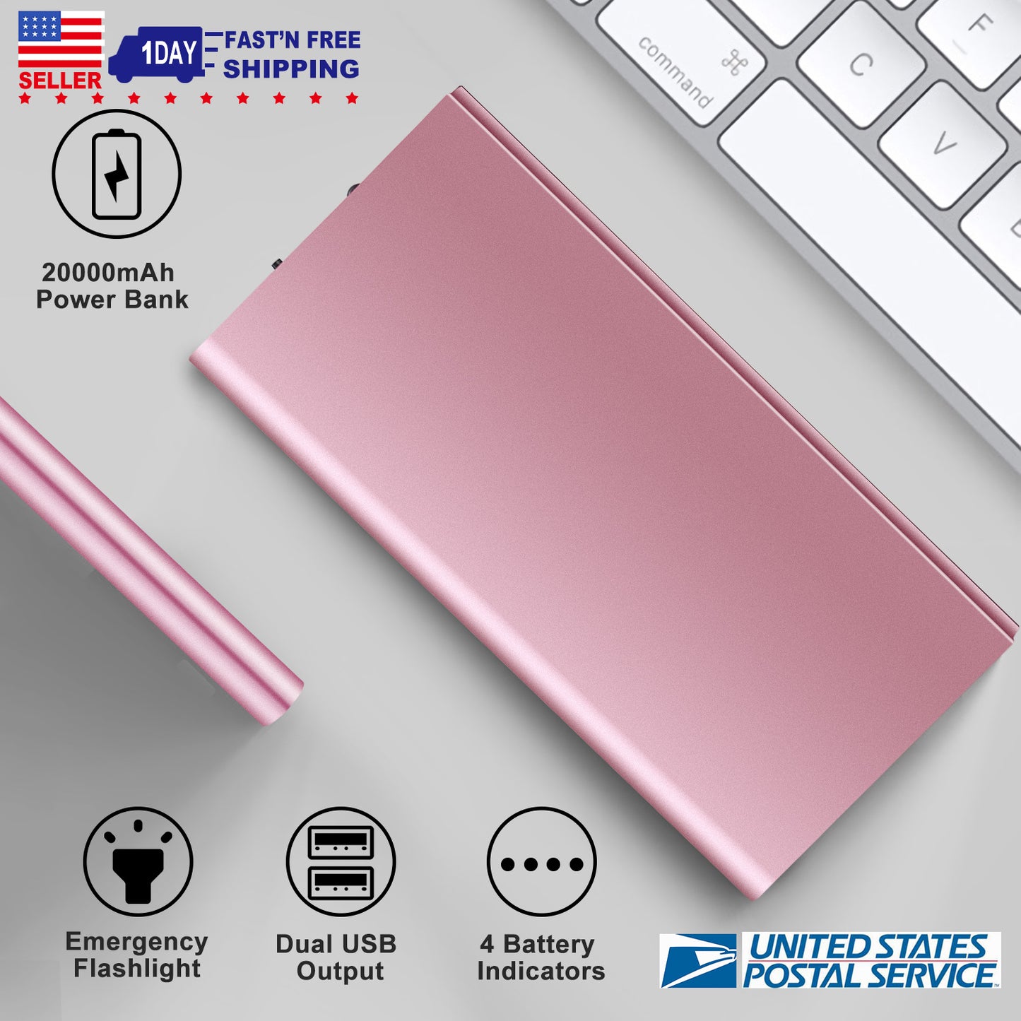 20000mAh Power Bank Ultra-thin External Battery Pack Phone Charger Dual USB Ports