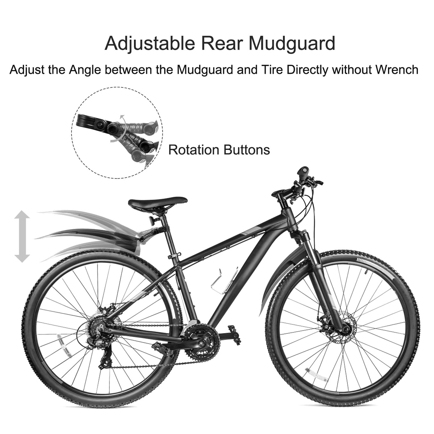 Bicycle Fender Set Adjustable Front Rear Mud Guard Mountain Bike Mudguards Splashboard Fit for 24\'\'-26\'\' Bikes
