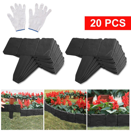 Plastic Garden Lawn Edging 20-Piece Cobblestone Effect