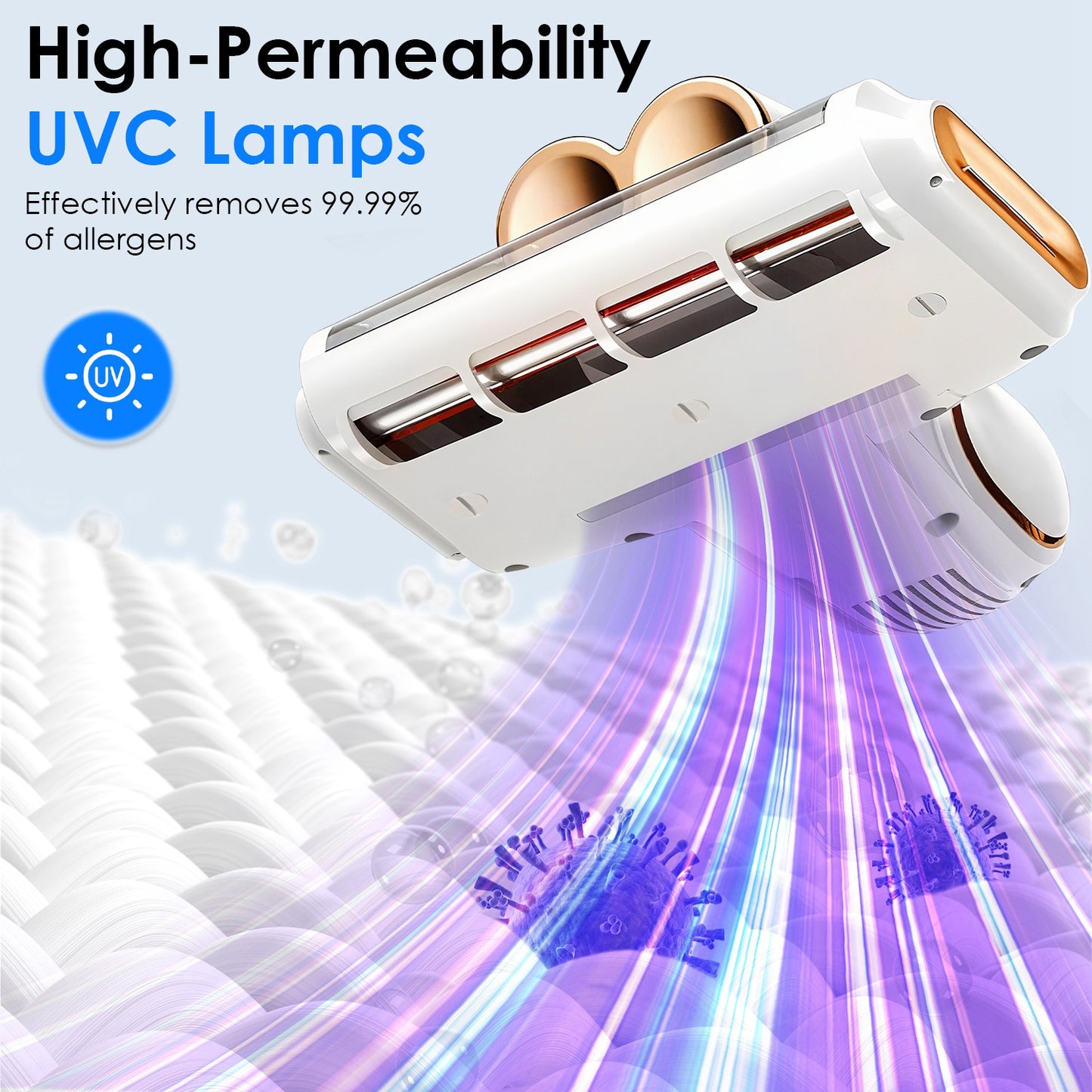 16KPa Mattress Vacuum – Handheld UVC Cleaner with Dual Dust Bins & Washable Filter