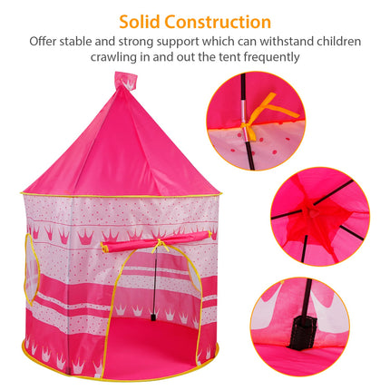 Kids Play Tent Foldable Pop Up Children Play Tent Portable Baby Play House Castle W/ Carry Bag Indoor Outdoor Use