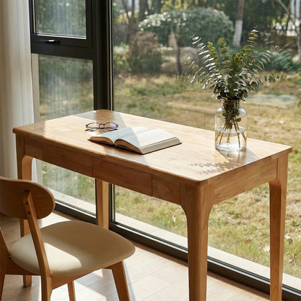 Solid Wood Desk with Drawers for Home Office