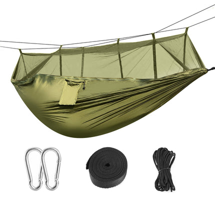 600lbs Load 2 Persons Hammock w/Mosquito Net Outdoor Hiking Camping Hommock Portable Nylon Swing Hanging Bed w/ Strap Hook Carry Bag
