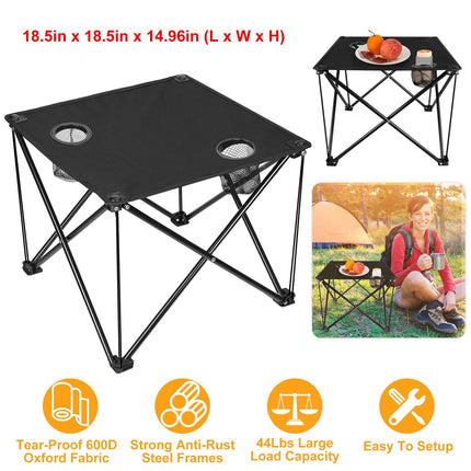 Foldable Camping Table Portable Picnic Table Lightweight Travel Desk with Cup Holder Carrying Bag