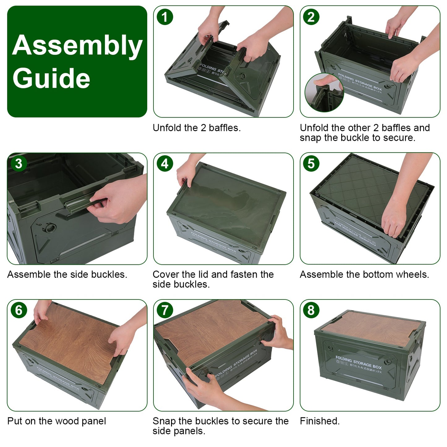 Collapsible Storage Bin – Stackable Organizer with Wheels & Lockable Doors