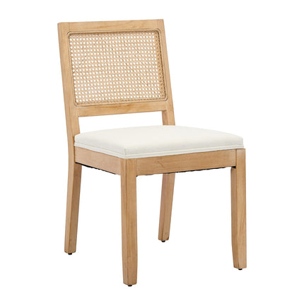 French Oval Rattan Back Dining Chairs Set of 2 - Solid Wood