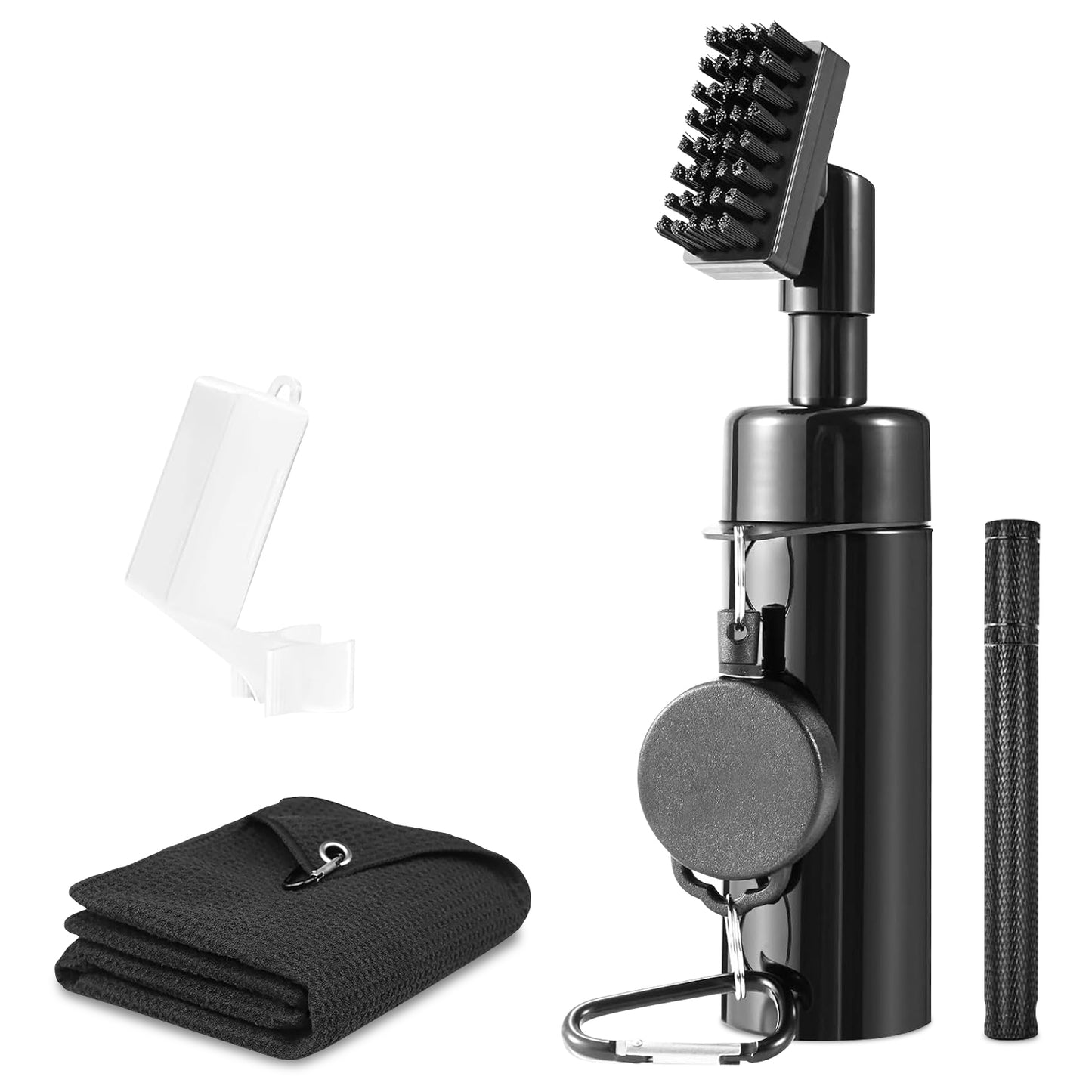 3 In 1 Golf Club Cleaning Kit Golf Club Cleaner Brush with 5Oz Water Bottle Retractable Clip Groove Sharpener Golf Towel Gift for Golfers