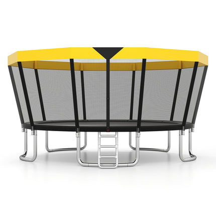 ASTM Compliant Recreational Trampoline with Non-Slip Ladder-Yellow