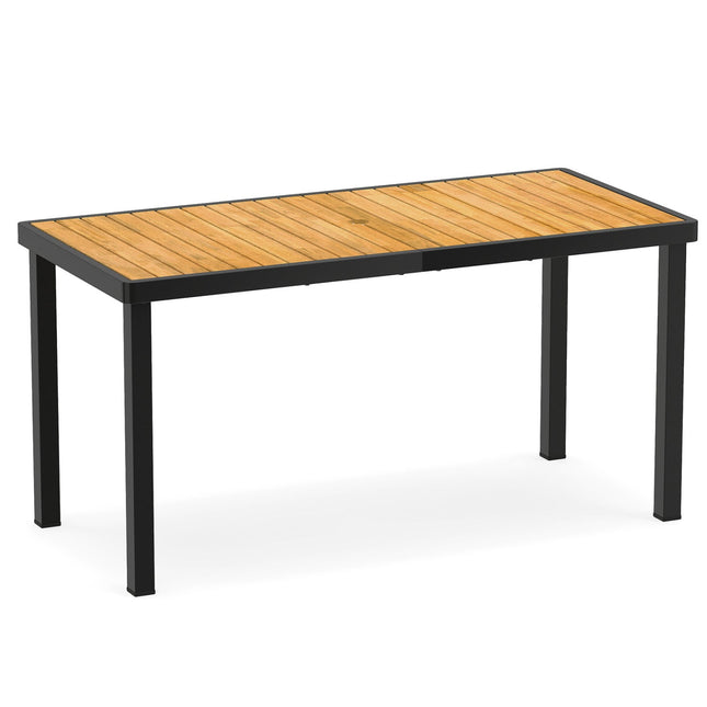 Acacia Wood Outdoor Dining Table with 1.97" Umbrella Hole for 6 People