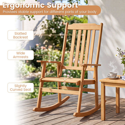 Acacia Wood Oversized Rocking Chair with High Back