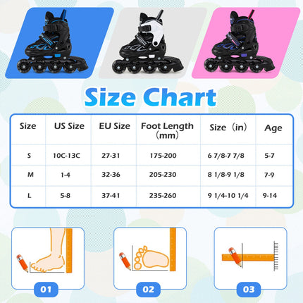 Adjustable Kids' Incline Skates for Boys Girls Ages 5-14