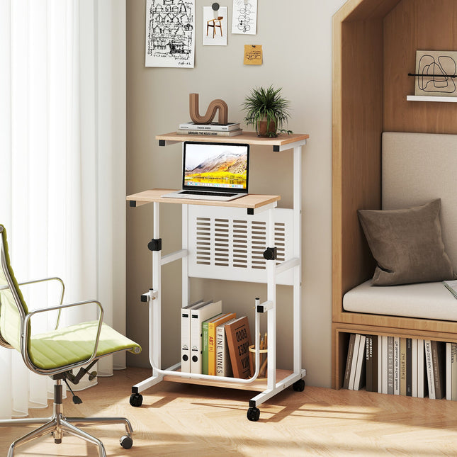 Height Adjustable Mobile Computer Stand