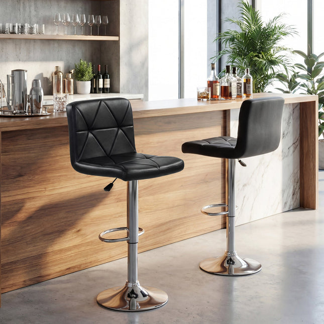Adjustable Swivel Barstools Set of 2 with Back and Footrest