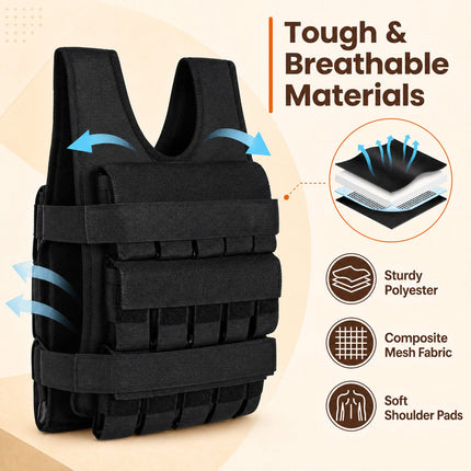Adjustable Weighted Vest with Removable Iron Weights 44 lbs