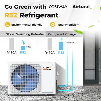 Airtural Series 12000 BTU 21 SEER2 208-230V Ductless Mini Split Air Conditioner with Heater Pump Energy Star Certified