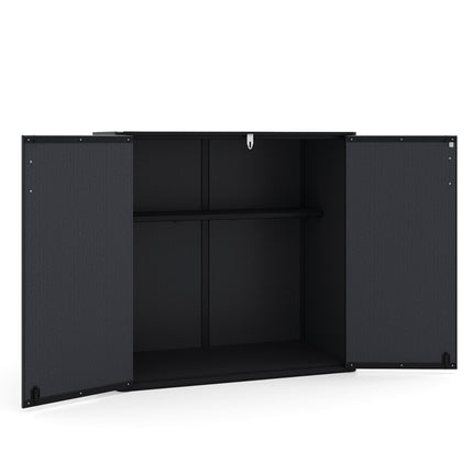 All-Weather Storage Box with Floor and Removable Shelf for Patio and Lawn