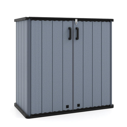 All-Weather Storage Box with Floor and Removable Shelf for Patio and Lawn