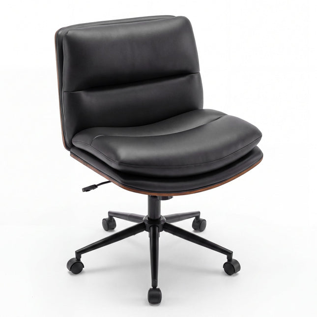 Armless Office Chair with Curved Backrest and Padded Seat
