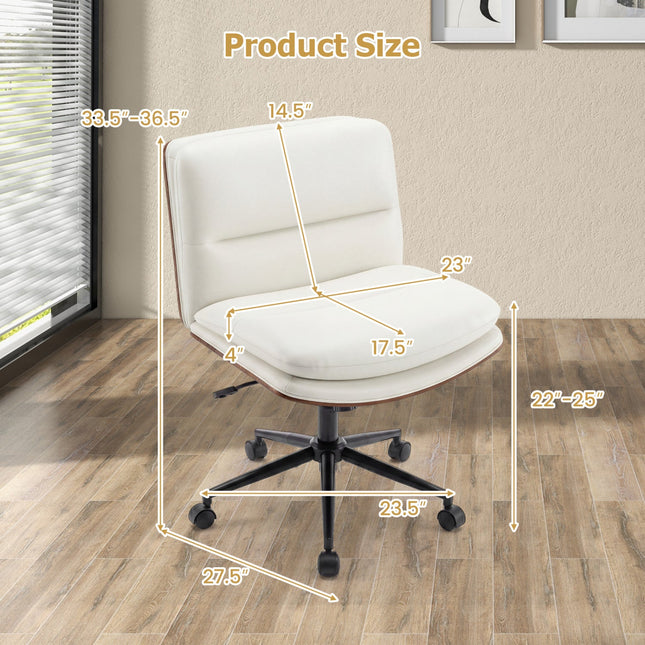 Armless Office Chair with Curved Backrest and Padded Seat