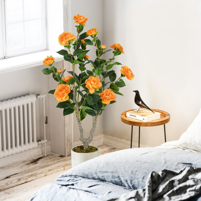 36 Inch Artificial Camellia Tree with Blooming Flower 2 Pack