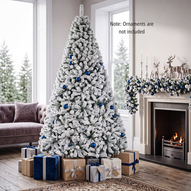 Snow-Flocked Artificial Christmas Tree 9 ft with Metal Stand