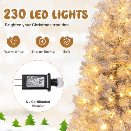 Artificial Xmas Tree with Branch Tips and Warm White LED Lights