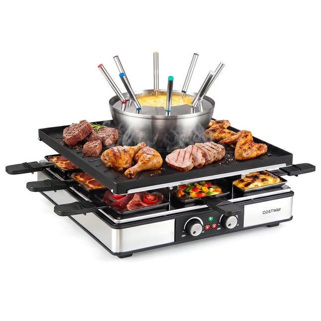 BBQ Grill with Fondue Pot Set for 8 People