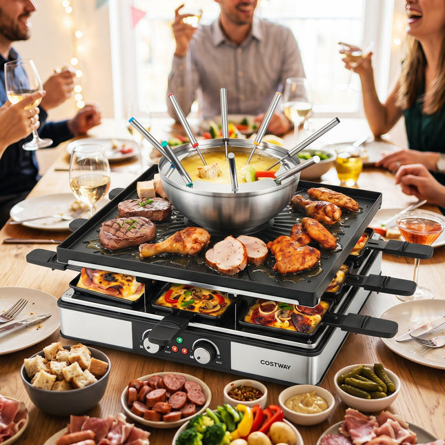 BBQ Grill with Fondue Pot Set for 8 People