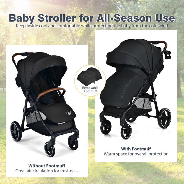 5-Point Harness Lightweight Infant Stroller with Foot Cover and Adjustable Backrest