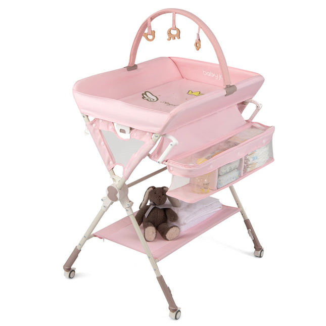Baby Changing Table Foldable Diaper Changing Station with Storage Bag and Shelf