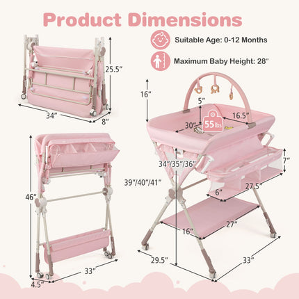 Baby Changing Table Foldable Diaper Changing Station with Storage Bag and Shelf