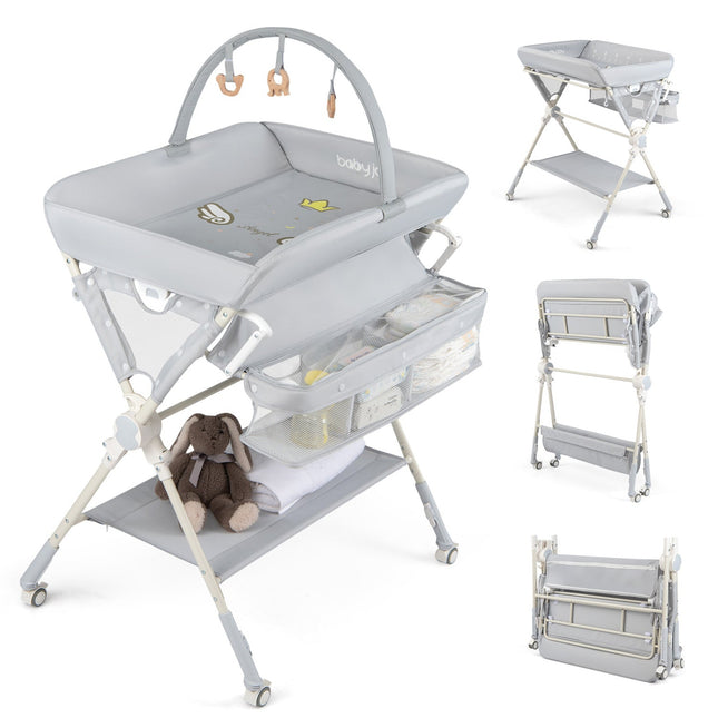 Baby Changing Table Foldable Diaper Changing Station with Storage Bag and Shelf