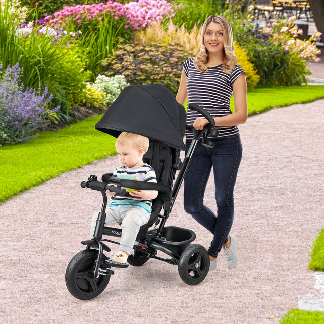 4-in-1 Baby Tricycle Toddler Trike with Reversible Seat and 5-Point Safety Harness
