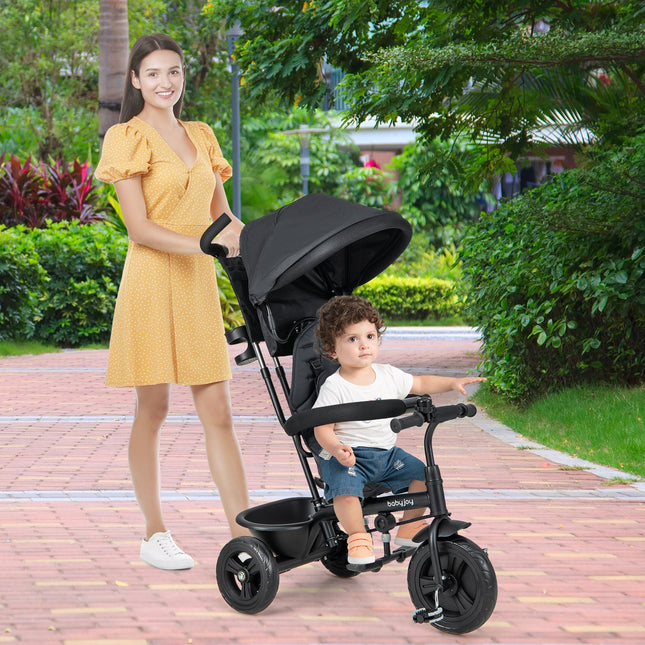 4-in-1 Baby Trike Kids Tricycle with Removable Canopy and Adjustable Push Handle