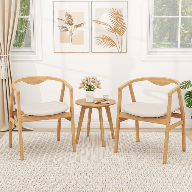 Bamboo Accent Chair with Armrest and Curved Backrest-Natural