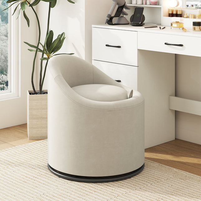 Barrel Chair with Storage 360¬∞ Swivel Upholstered Vanity Chair