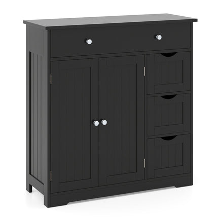 Bathroom Floor Cabinet with 4 Drawers and 2 Doors - White