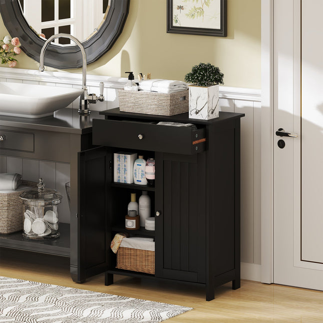 Bathroom Floor Cabinet Freestanding Storage Organizer with 2 Doors