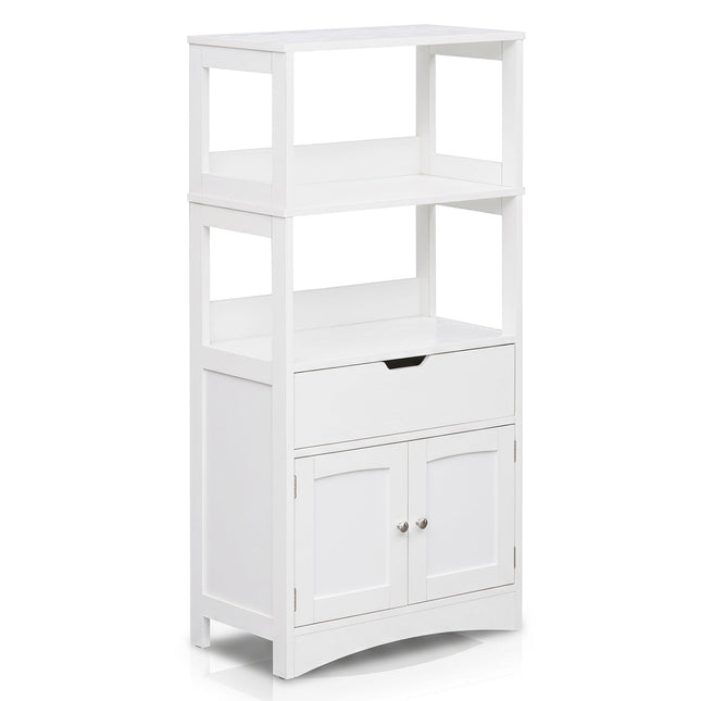 Bathroom Floor Cabinet with Open Shelves and Drawer