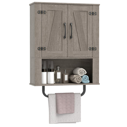 Bathroom Wall Cabinet with Barn Doors and Towel Bar