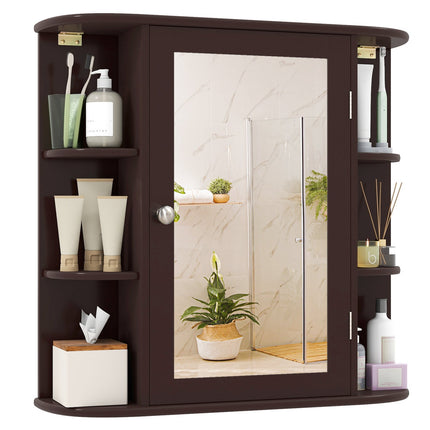 Bathroom Wall Cabinet with Mirror Door and Adjustable Shelves
