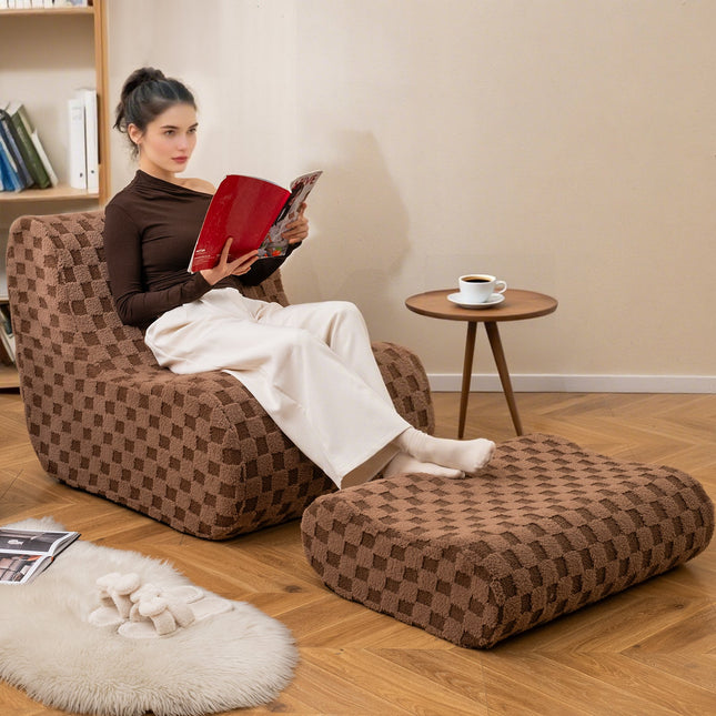 Bean Bag Chair with Ottoman and High Elasticity Sponge
