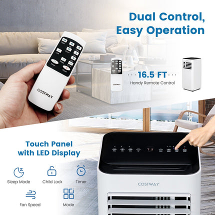 8000 BTU Portable Air Conditioner with Remote Control and Sleep Mode-Black