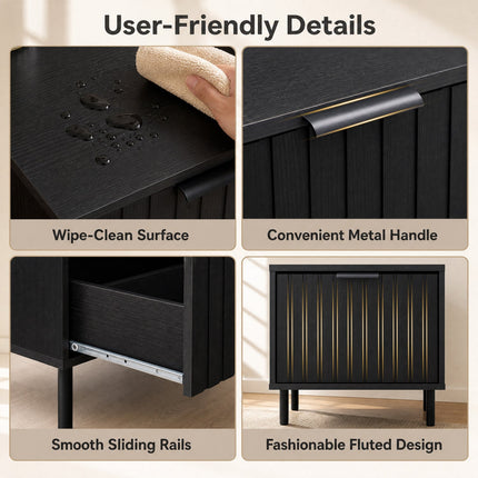Modern Nightstand with Vertical-Striped Drawer
