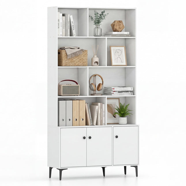 Bookshelf with 3 Doors and 2 Anti-Tipping Kits for Home Office