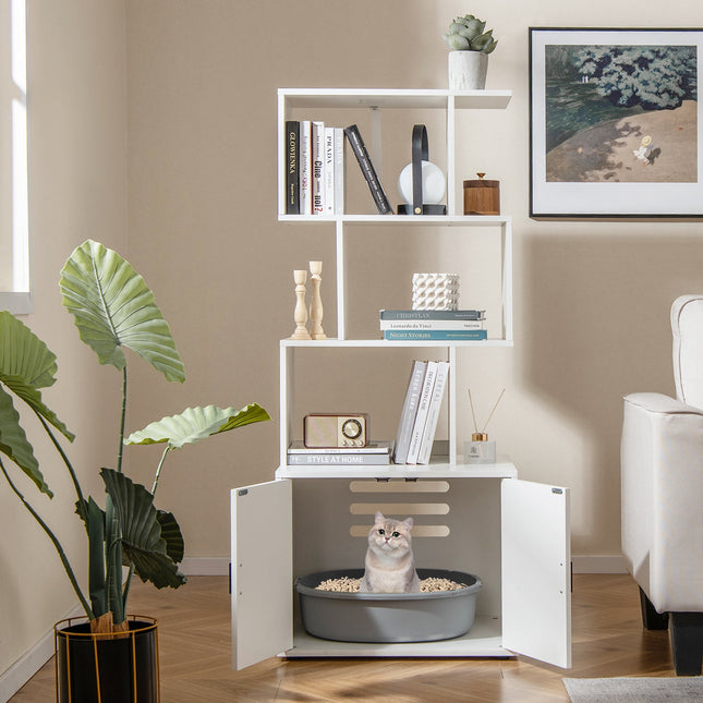 56 Inch Tall Cat Litter Box Enclosure with Storage